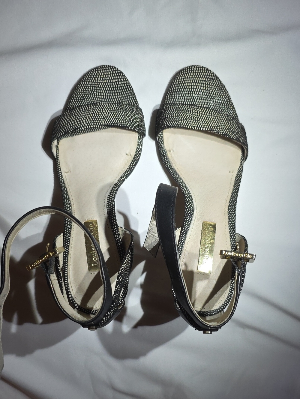 Louise et Cie Black and White Open-Toe Ankle-Strap Sandals